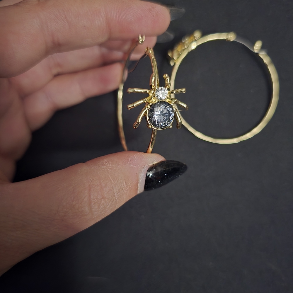 Gold Spider Hoop Earrings